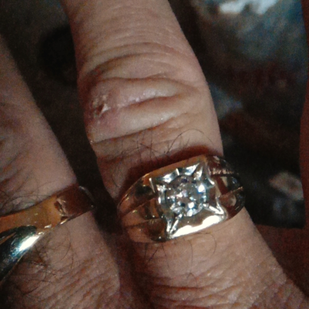 Classic men's diamond pinky ring 14 karat gold 88-point diamond